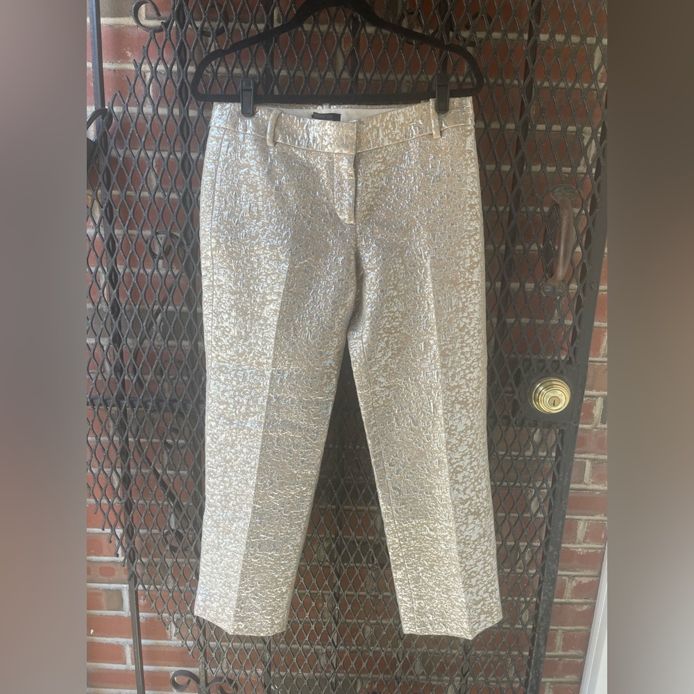 J. Crew Collection Cropped Silver Pants—Size 6